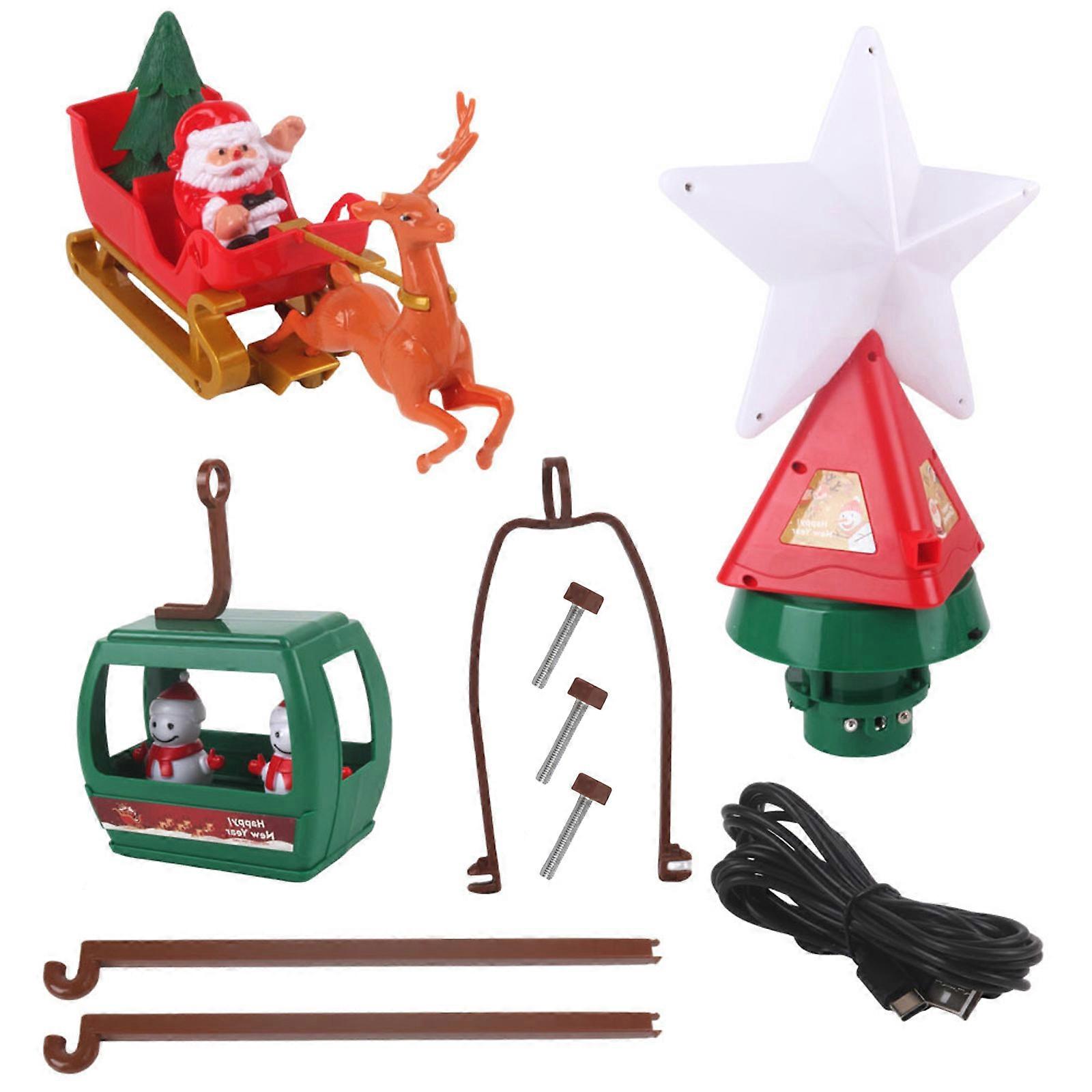 Dynamic Whirling Tree Star Leader With LED Lighting And Holiday Music Inside Decoration Multicolor