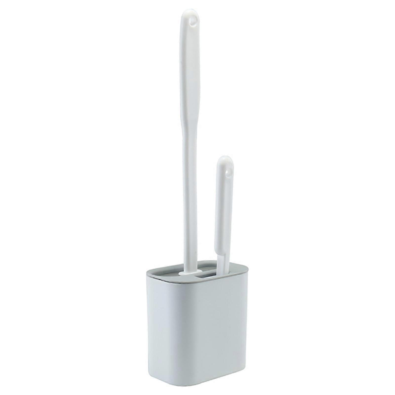 Silicone Toilet Brush Set with Long Handle, Soft Bristles for Deep Bathroom Cleaning