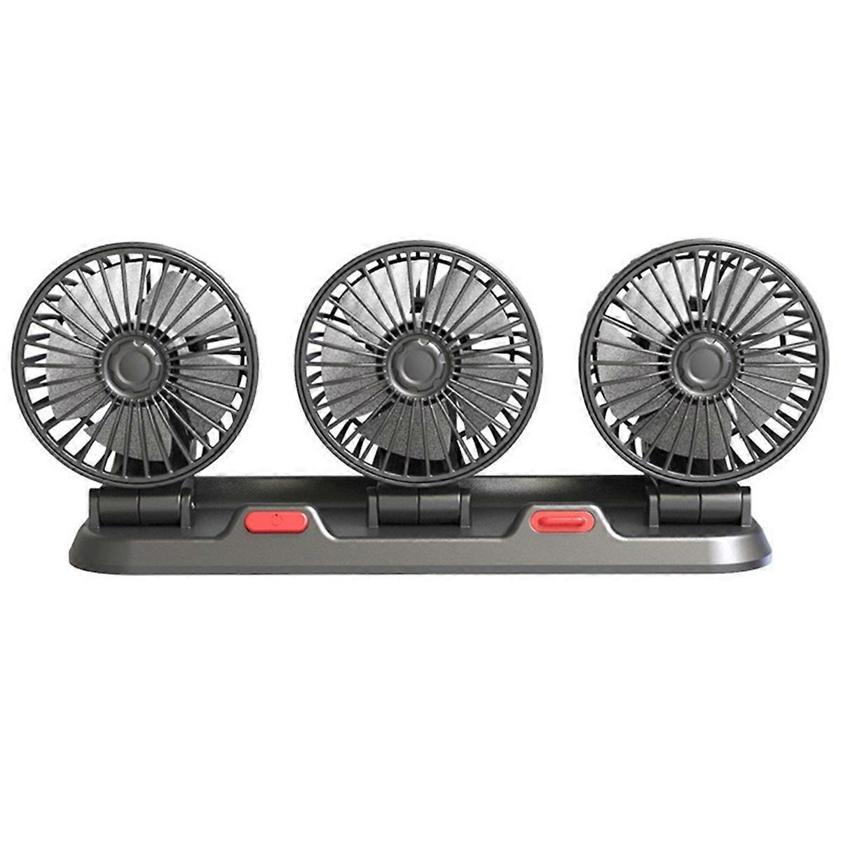 Car Fan Three-Head USB 3-Speed Adjustable 360-Degree Rotation Suitable for Car Cooling Powerful Fan