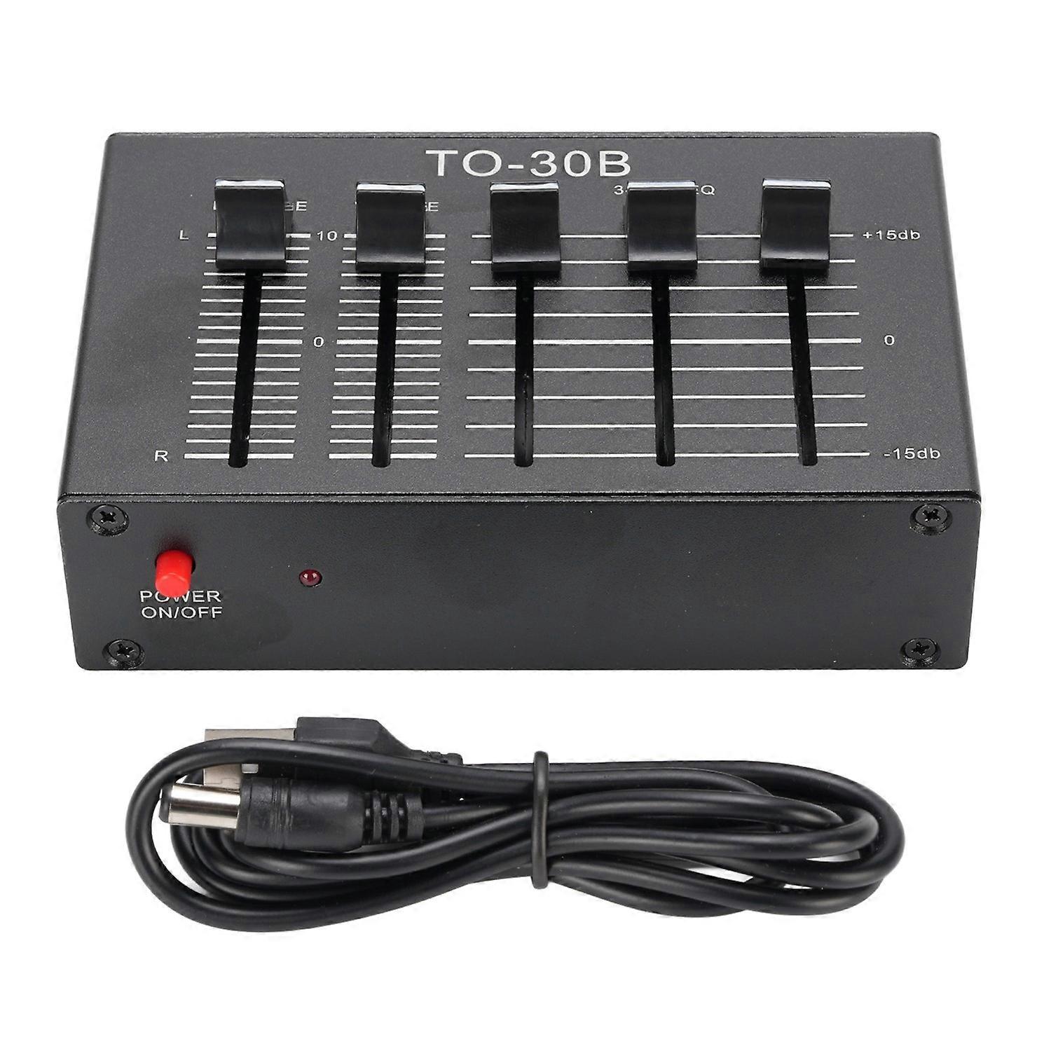 Phono Preamp EQ 2 Channel Digital Sound Equalizer 3 Band 12dB High Mid Low Tone Adjustment Balanced 