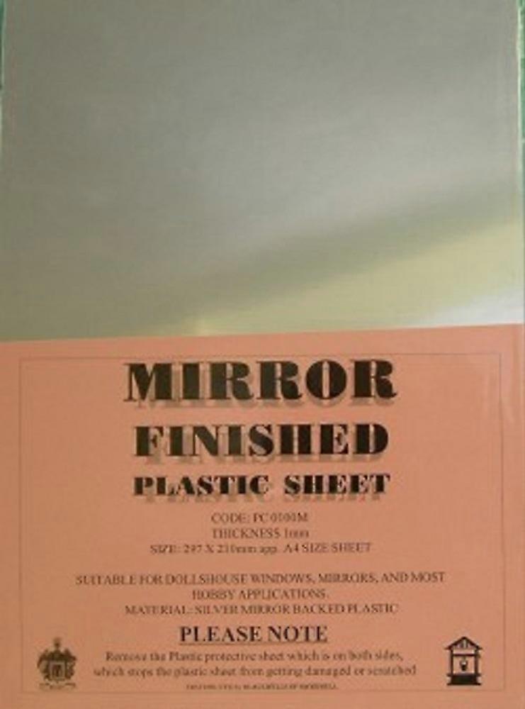 Dolls House Mirror Finished Plastic Perspex A4 Sheet 1mm 