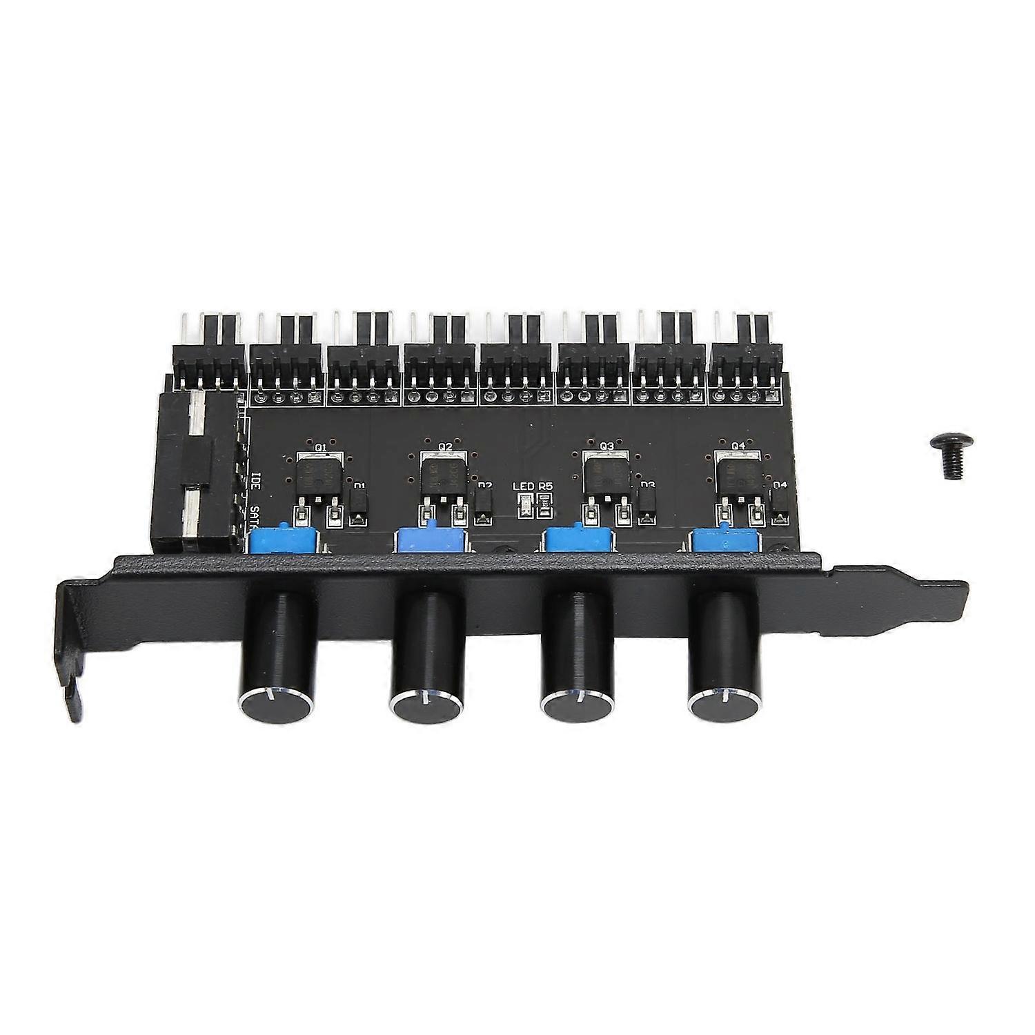 PC Fan Hub 4 Knob 8 Channels 4PIN Interface 72W PCI Bracket Cooling Fan Speed Controller For CPU Cha