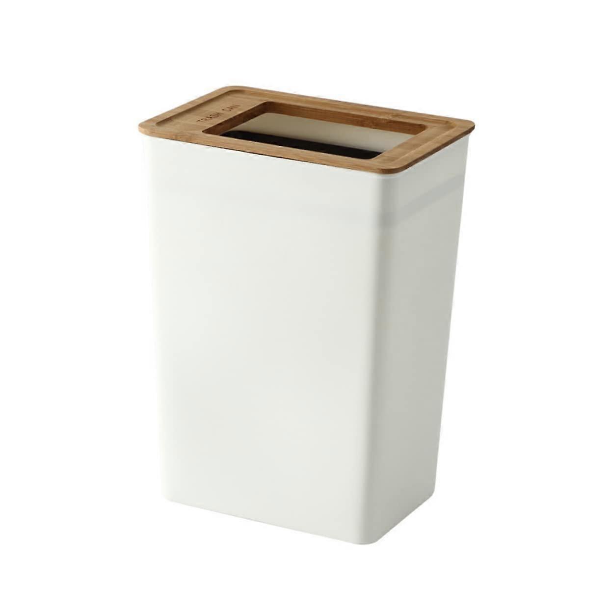 Bathroom Garbage With Wooden Lid Recycle Container Trash Can For Kitchen Waste Basket Home Use Bin