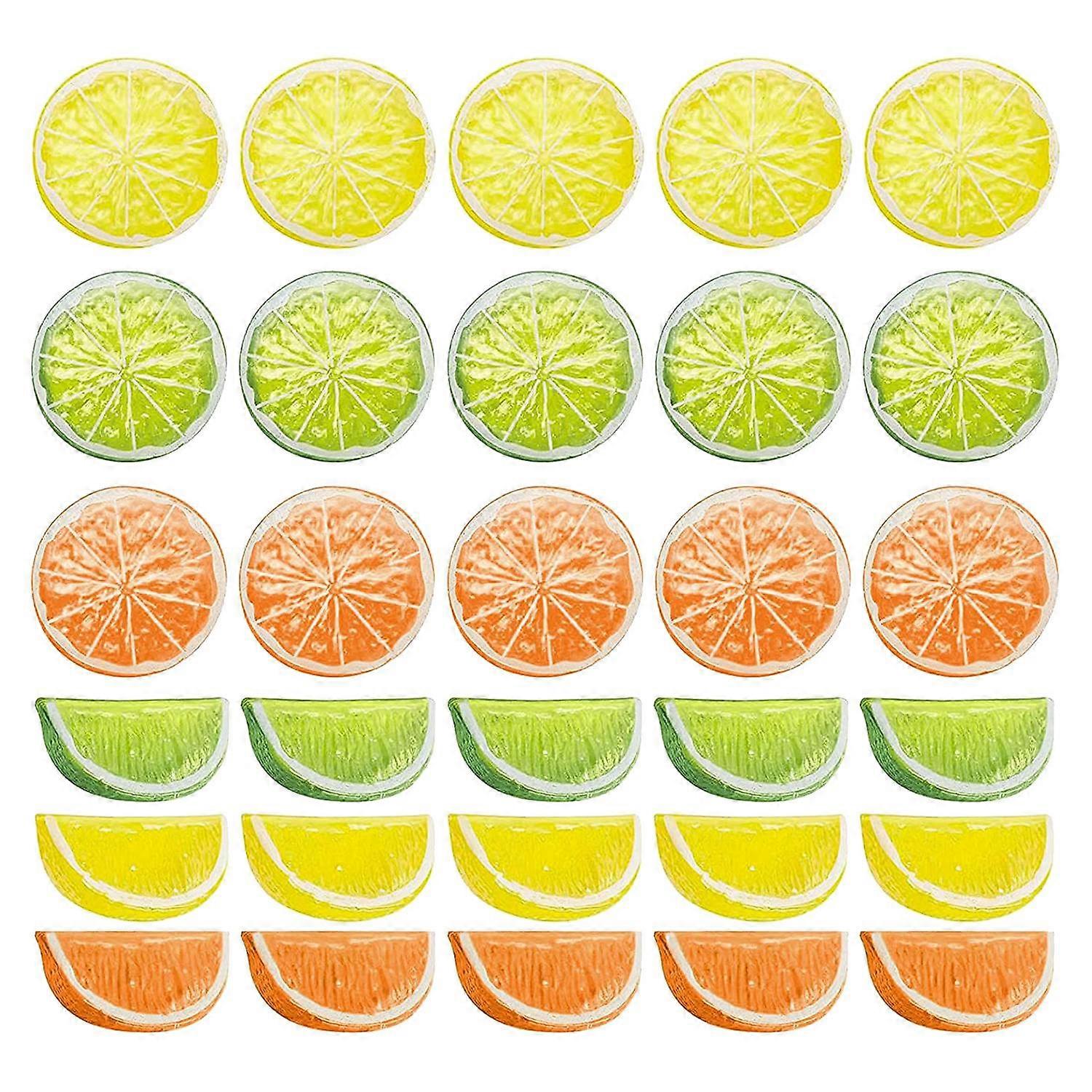 30Pcs 2in Artificial Lemon Slices,Simulation Decor Photography Props