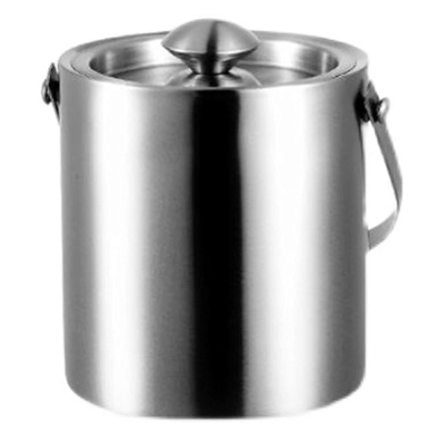 Ice Bucket with Lid and Tongs, TwoTier 3L Champagne and Wine Cooler for Parties – Silver