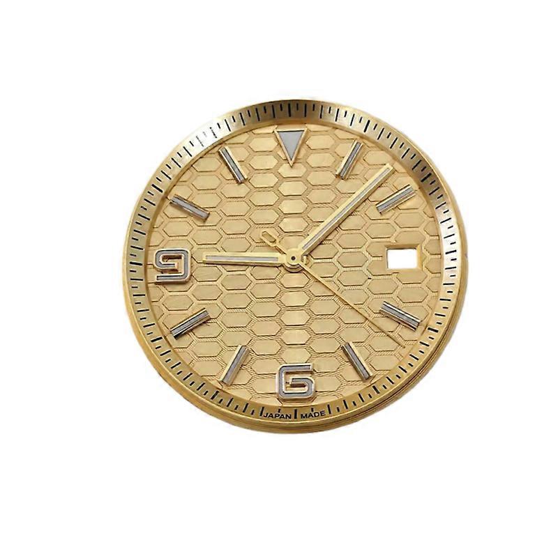 33.8mm Gold-Tone Single-Date Dial + Green Luminous Hands for NH35 Movement (Gold）