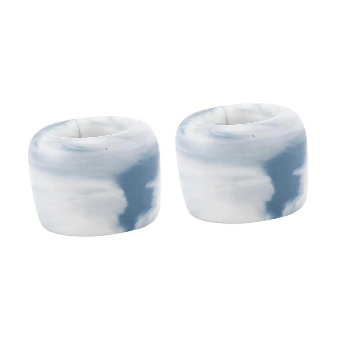 2 Pack Ceramic Toothbrush Holder Marble Design Wall Mounted Bathroom and Kitchen Storage in Blue