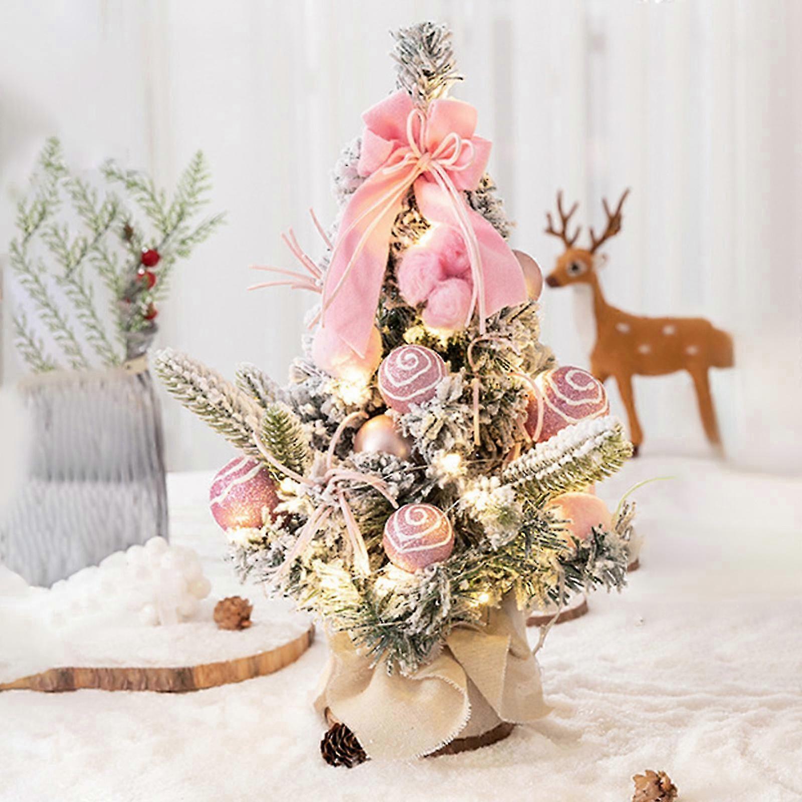 Desktop Christmas Tree for Holiday Decor Pink Artificial Mini Tree