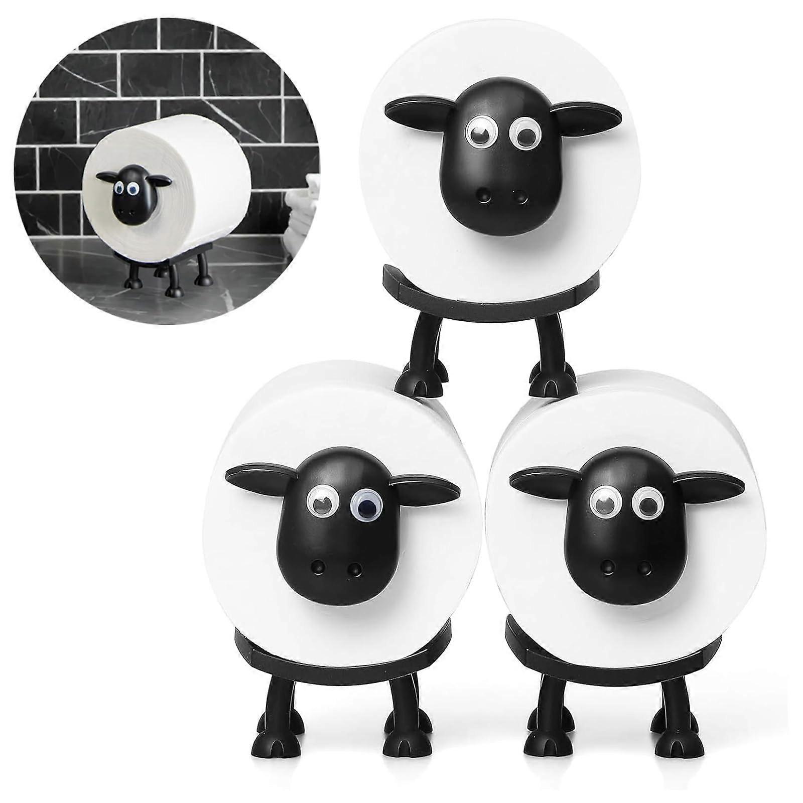 Sheep Toilet Paper Holder 3 Pack – Funny 3D Black Sheep Tissue Roll Stand for Bathroom Decor