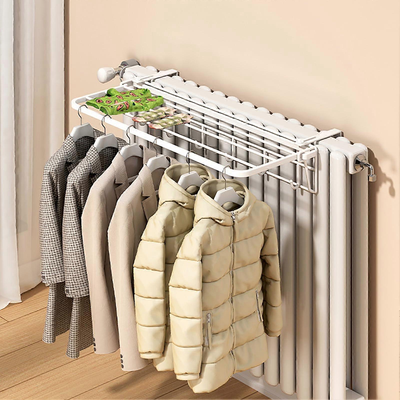 Over Radiator Clothes Airer NoDrill 35cm with Hook for Heating Dryer Laundry Rack Beige