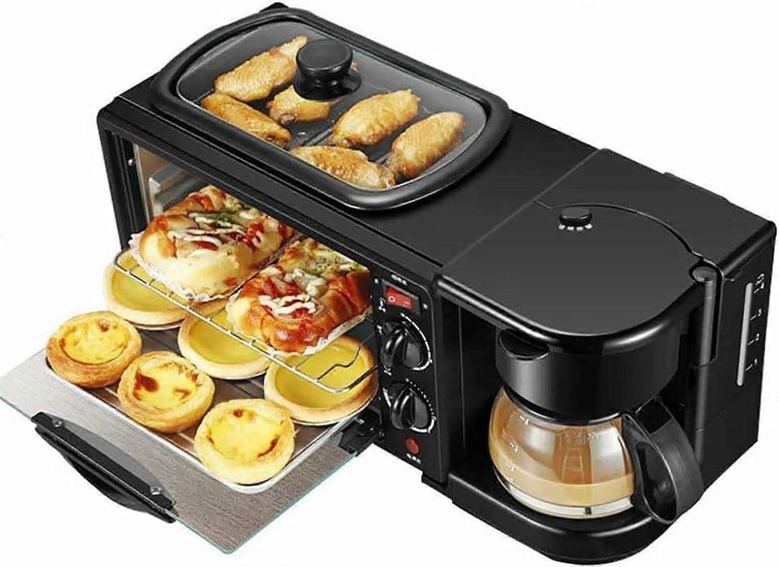 3in1 Breakfast Station with Coffee Maker, Nonstick Griddle and 4Slice Toaster Oven for Small Kitchens Ref: 3083