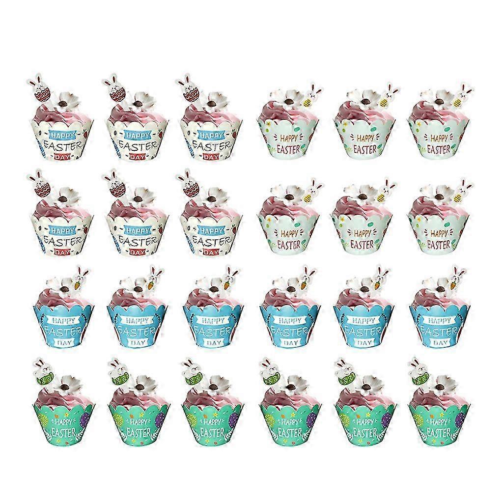 1 Set Easter Cupcake Toppers Wrappers Party Favors, Cake Baking Decorating Tools