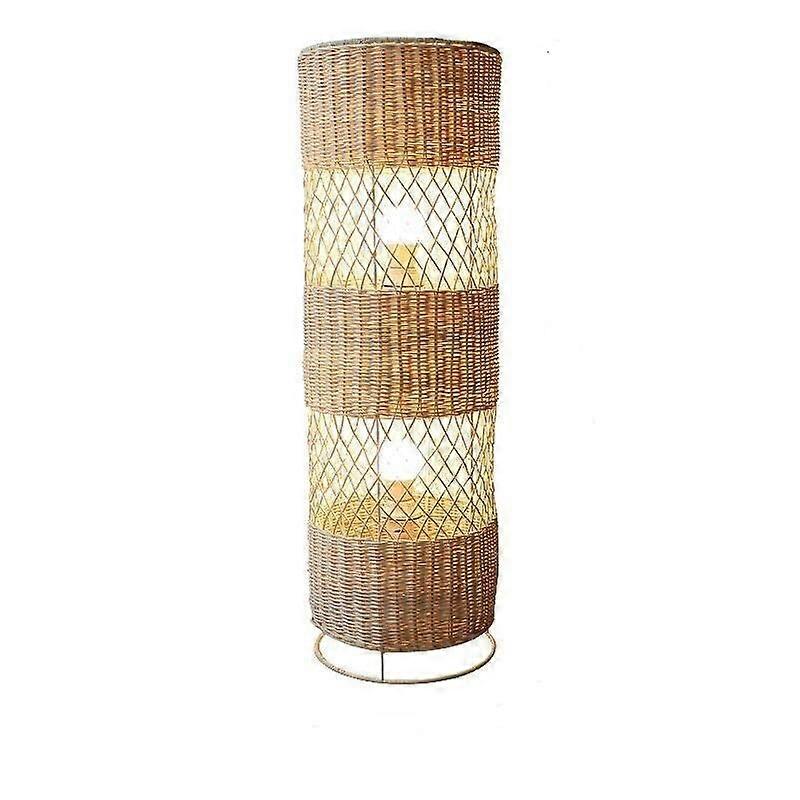 Japanese Rattan LED Floor Lamp Zen Style with Warm Ambient Lighting and Durable Wood Frame 31.4'