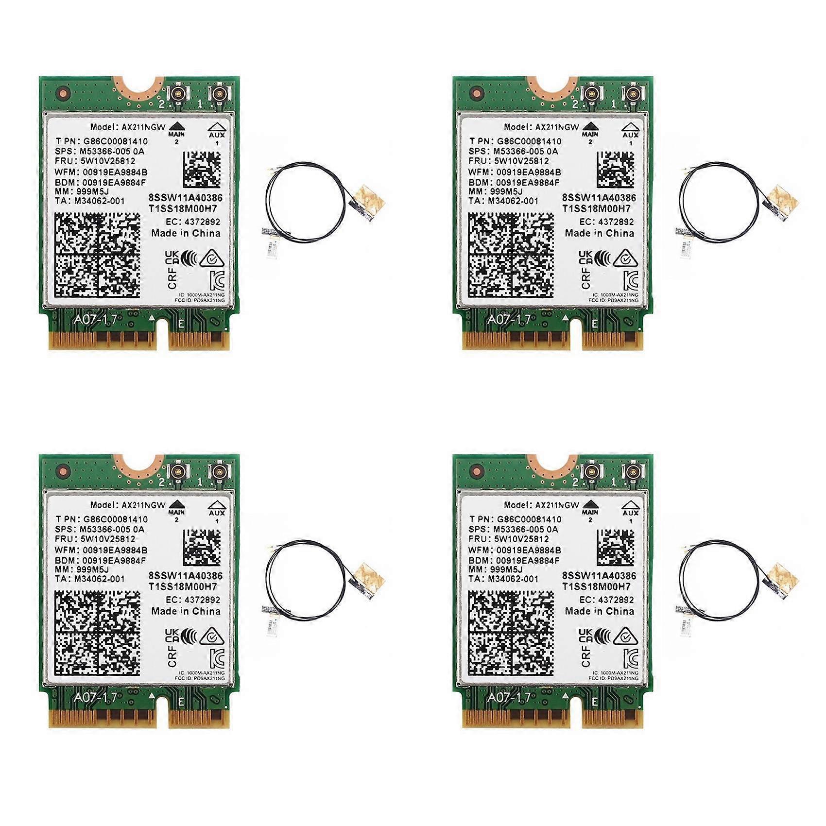 4X WiFi 6E AX211NGW Tri Band 2.4G/5G/6Ghz Wireless Network Wifi Card for Bluetooth 5.2 AX211 M.2 KeyE CNVio Windows10