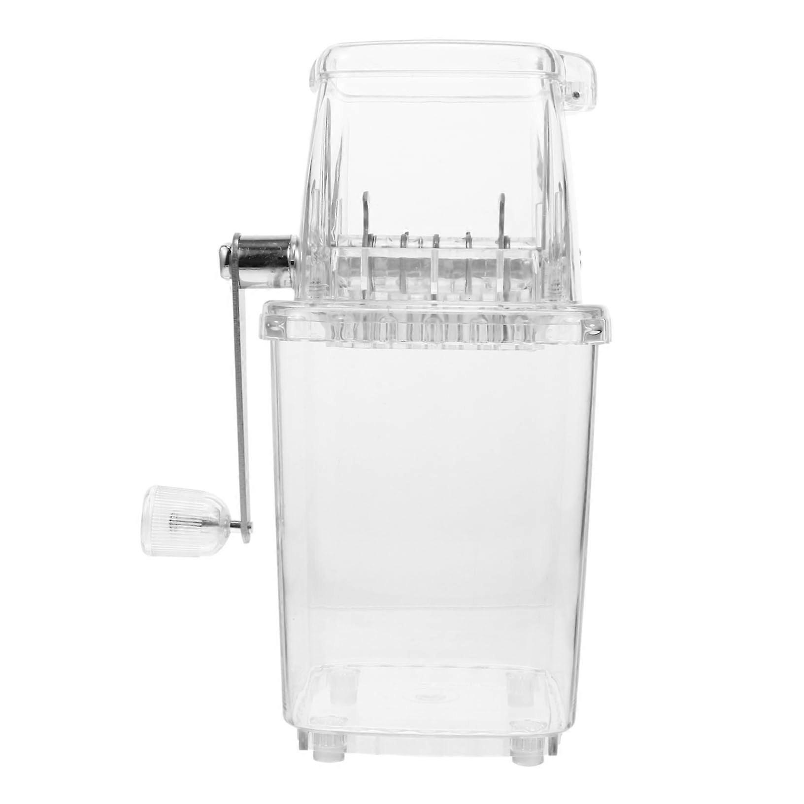 Manual Ice Crusher with Transparent Lid, Easy HandCrank for Home Cocktails and Slushies, White