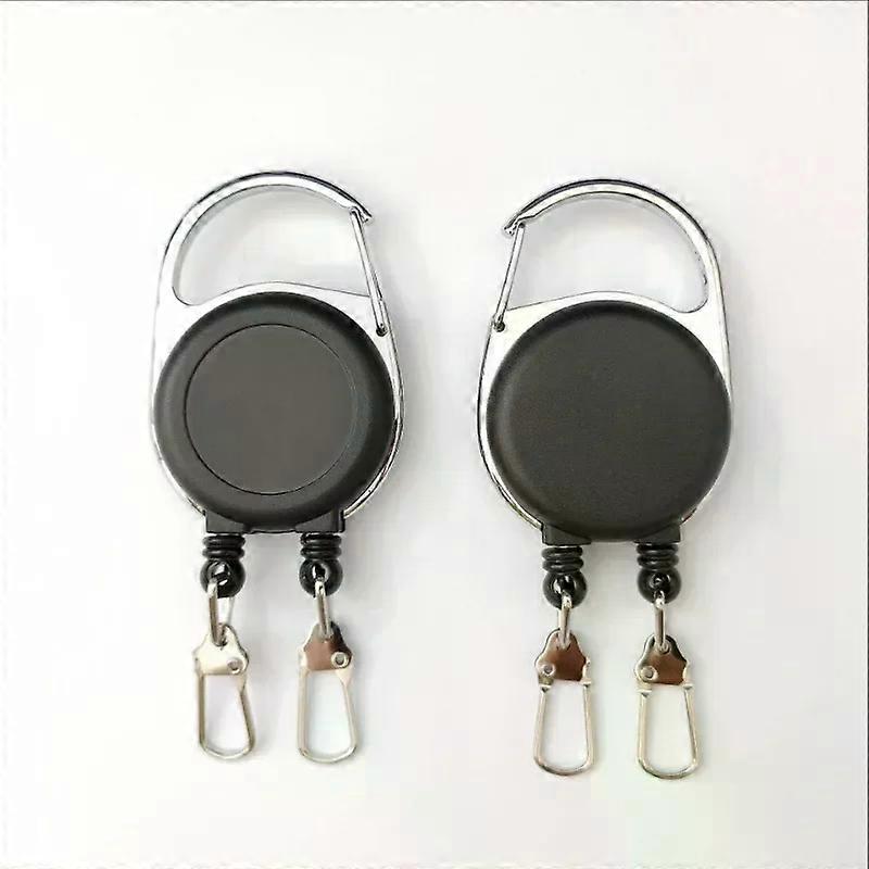 1pc Retractable Keychains Double Headed Keys Holder with Reel Cord-ID-Badge Holder Landyard Badge Reels
