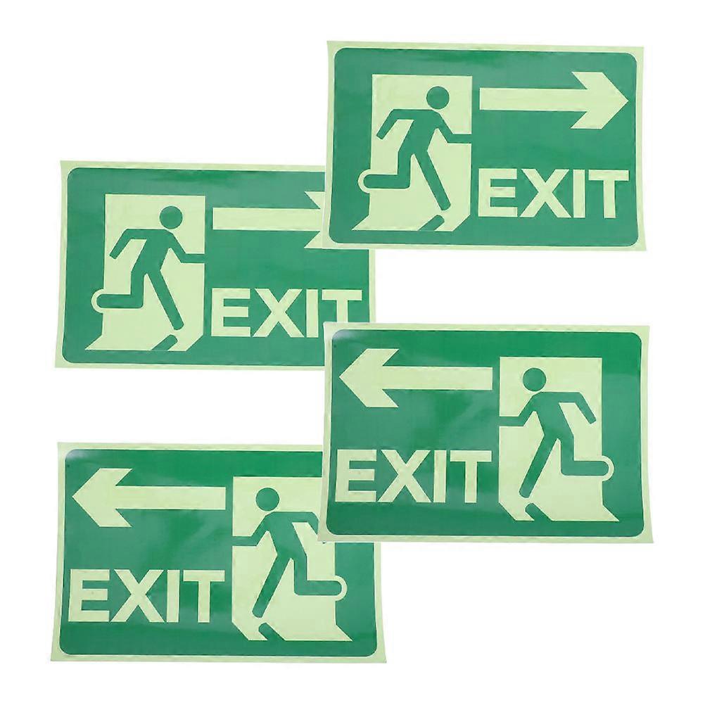 Self Adhesive Night Glow Exit Sign Sticker for Emergency 4Pcs