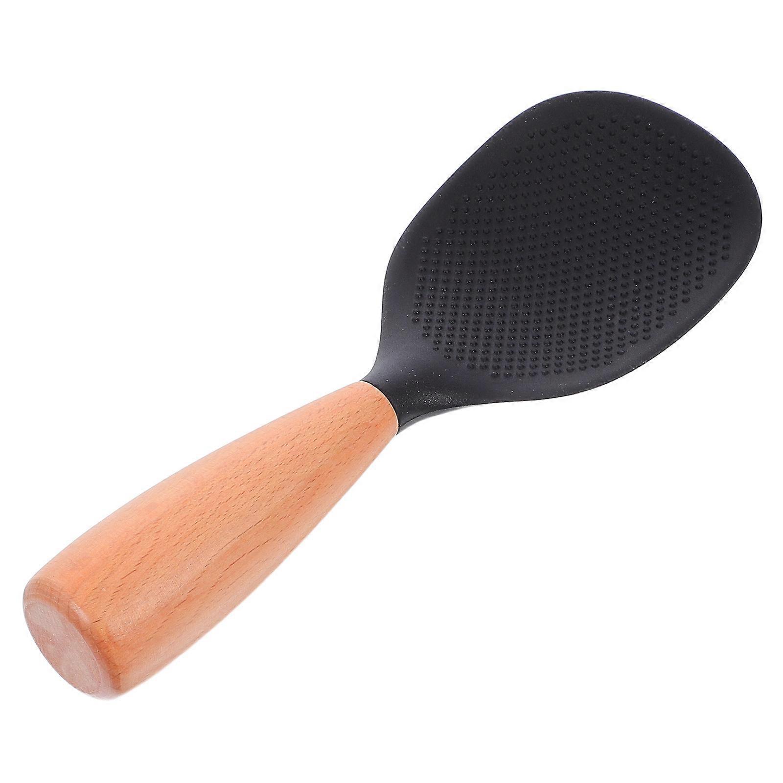 Self-Standing Rice Spoon with Wooden Handle for Comfortable Grip