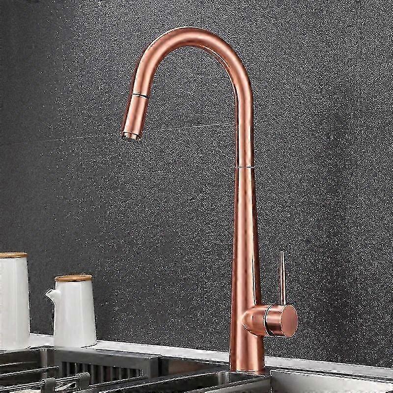 Single Hole Pull Out Sprayer Faucet for Kitchen Sink Brushed Gold