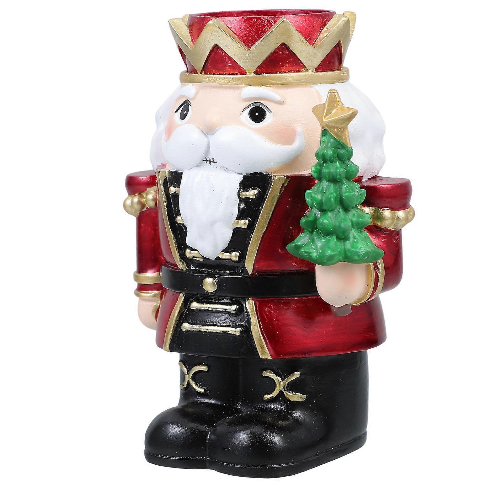Resin Nutcracker Candle Holders for Christmas Table Decoration Ornament