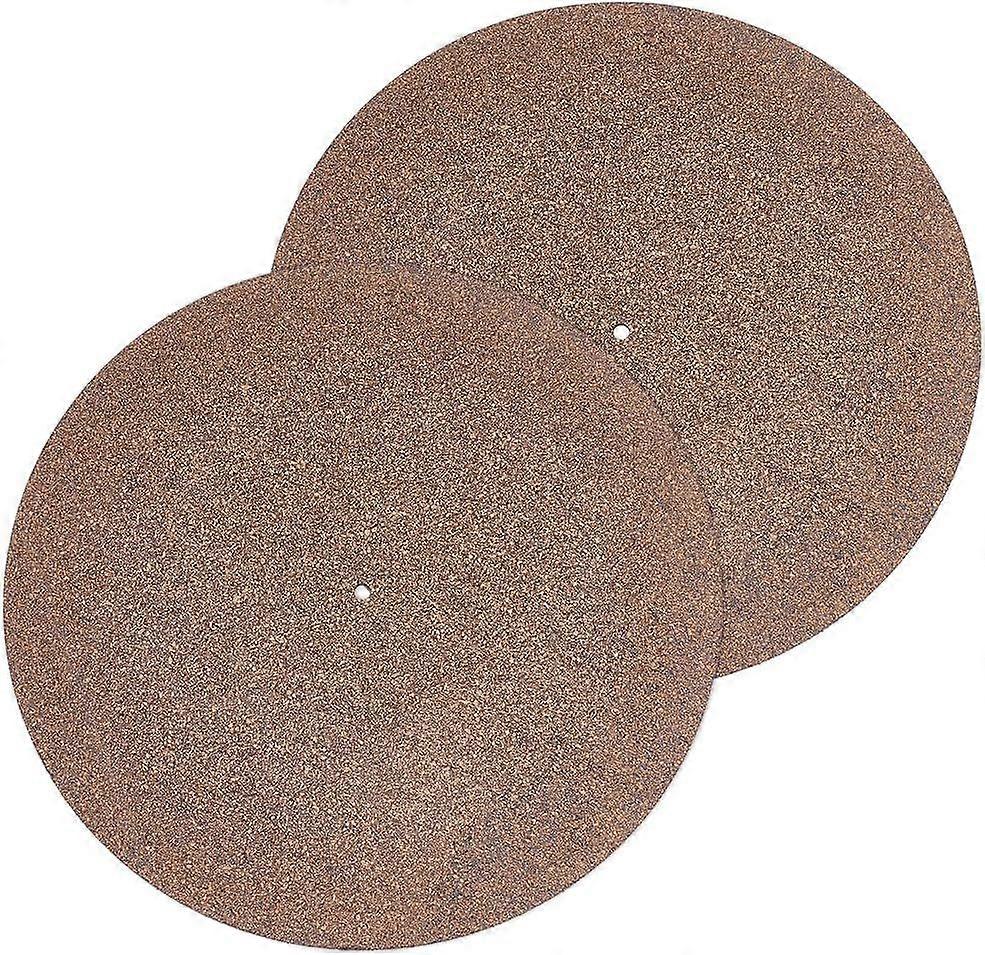 2 Pcs Cork Turntable Mats 12 Inch Rubber Cork Design Turntable Slipmat Anti-Static Cork Mat Cork Record Player Mat Anti-Slip Mat Turntable Record Play