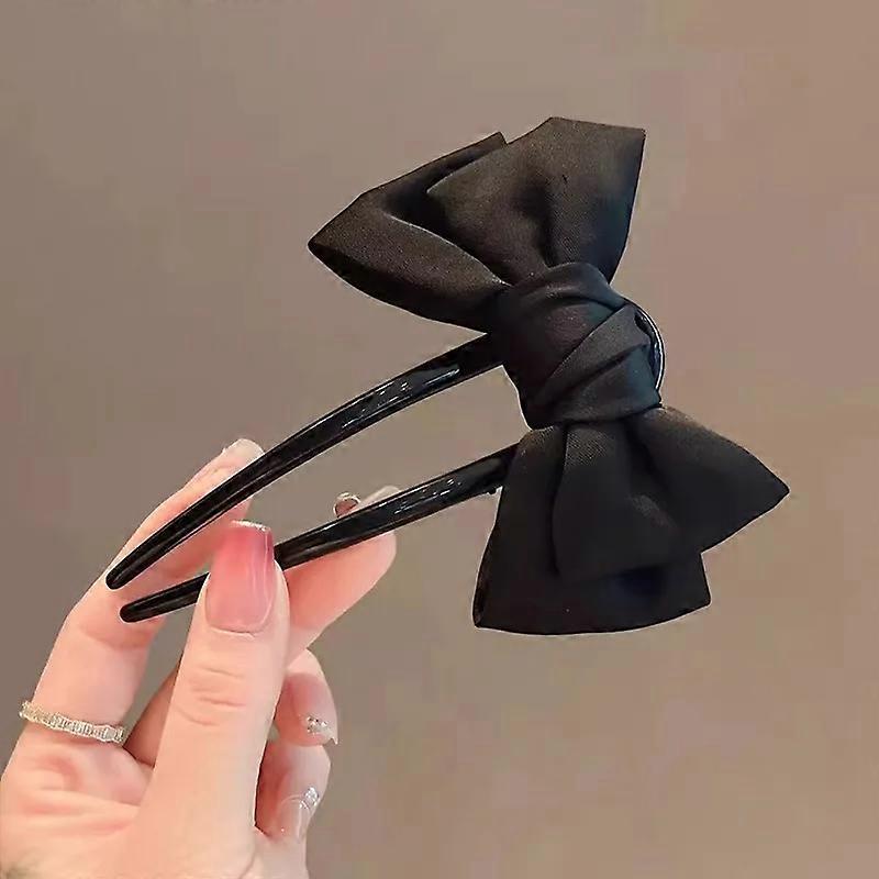 Pince �� cheveux en forme de U avec n?ud pour femmes, 1 pi��ce, accessoire d'usure quotidienne pour filles, ��pingle �� cheveux de Boutique noir