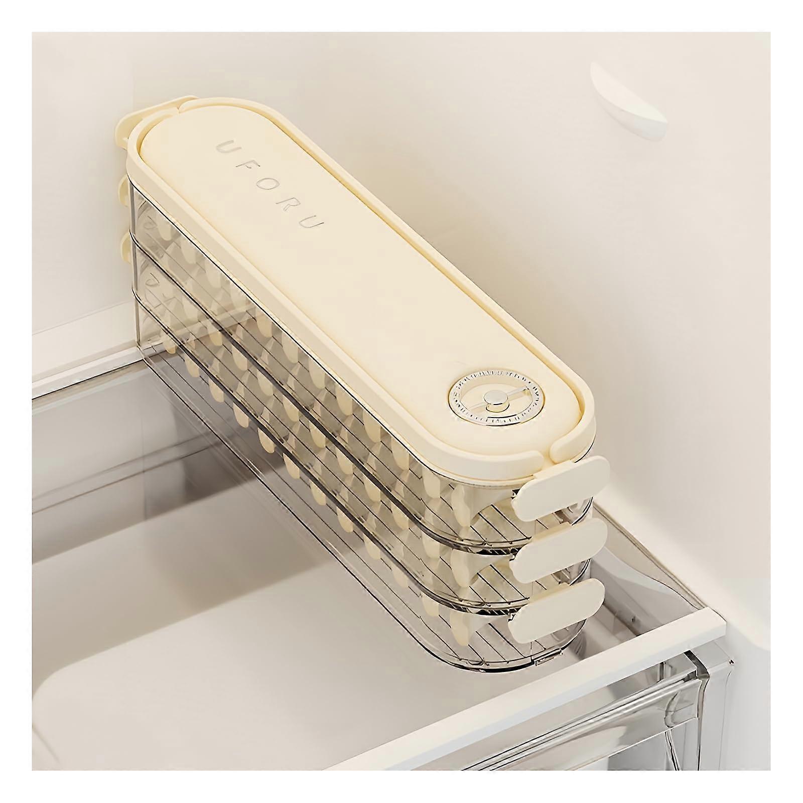 Fridge Storage Containers with Lids, Airtight Stackable MultiLayer Refrigerator Organizer, White 3Layer