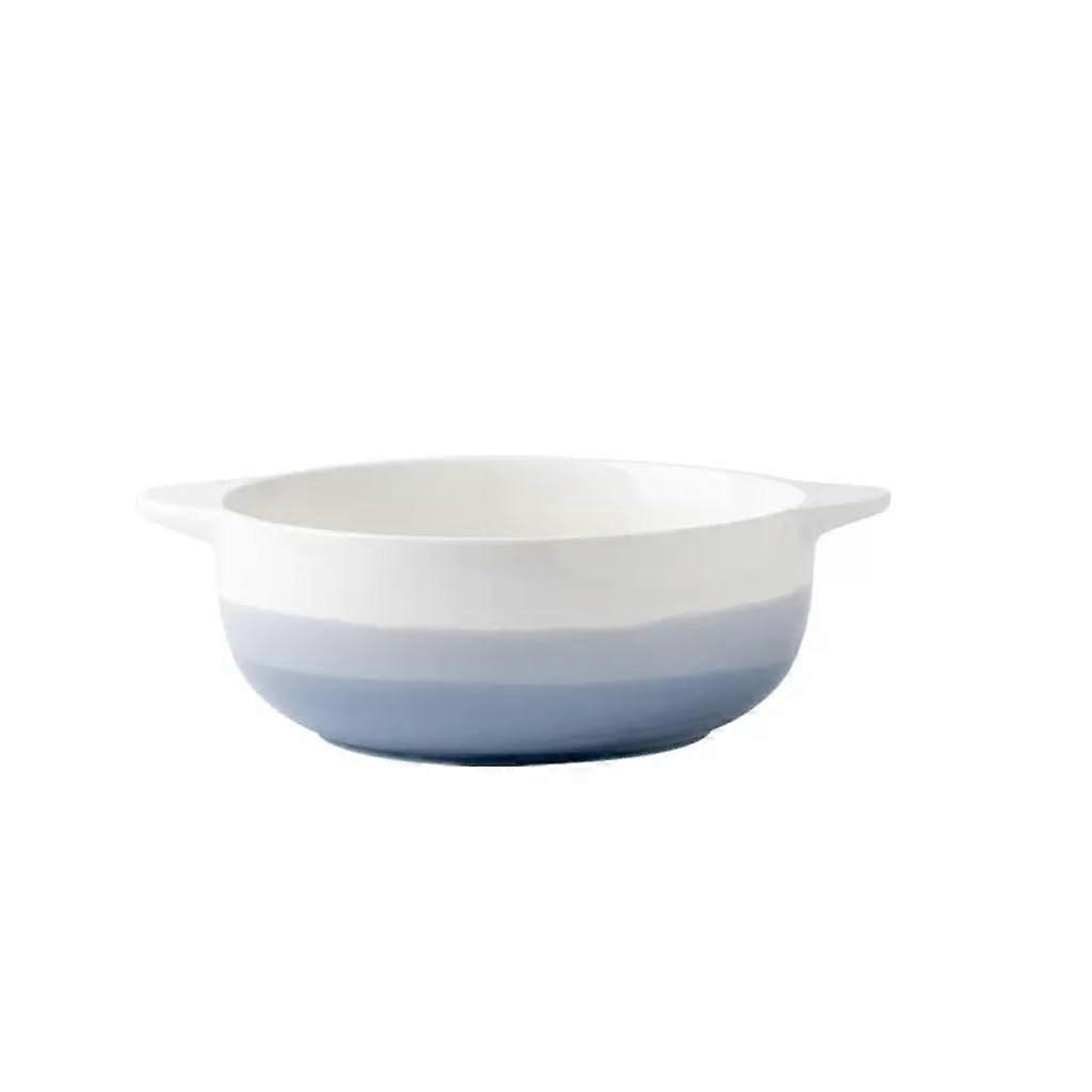 8 Inch Ceramic Soup Bowl with Handles, Large DoubleEared Noodle and Salad Serving Bowl