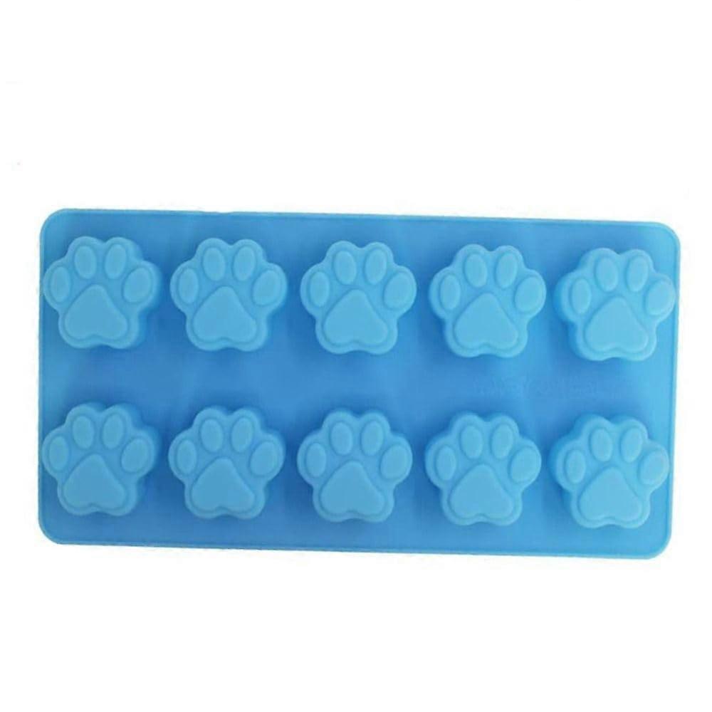 Dog Paw Silicone Mold for Pet Treats, Easy Release MultiPurpose Candy and Ice Tray, Blue