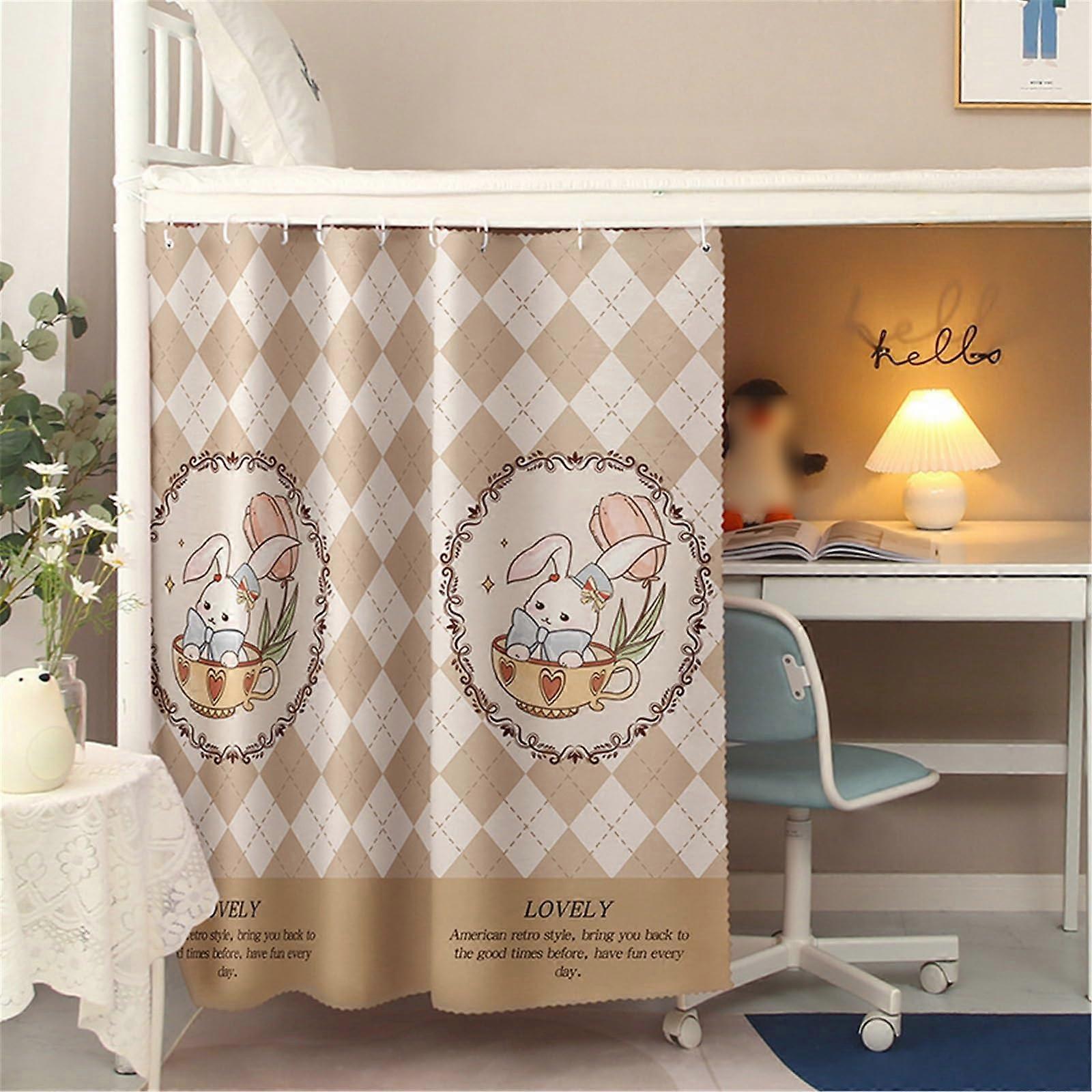 Dorm Bunk Bed Privacy Curtains Full Coverage Breathable Fabric Easy Install for College Dorm Rabbit