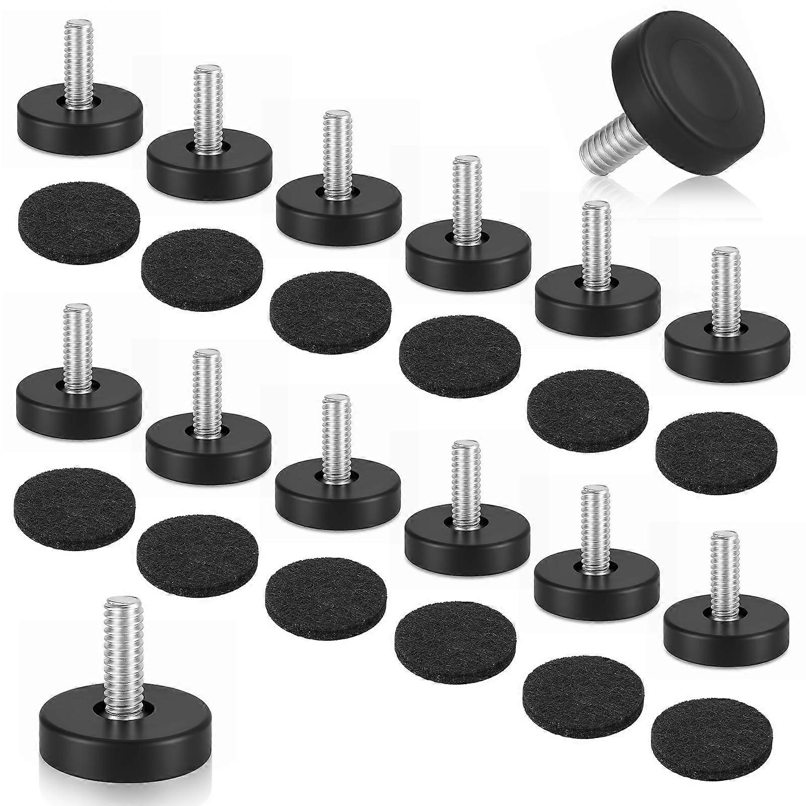 Furniture Leveling Feet 1/4 Inch Thread Adjustable Levelers with Felt Pads for Tables and Chairs