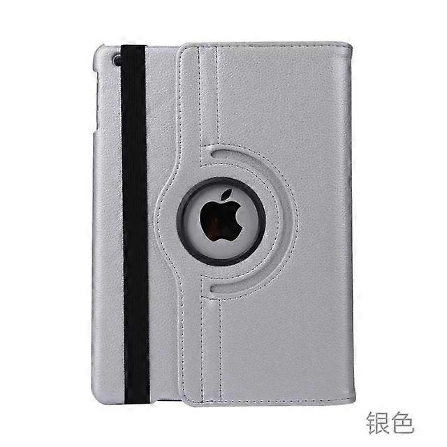 Case For Ipad Mini6 2021 Silver Lychee Pattern Rotating Support Adjustable Sleep Stand