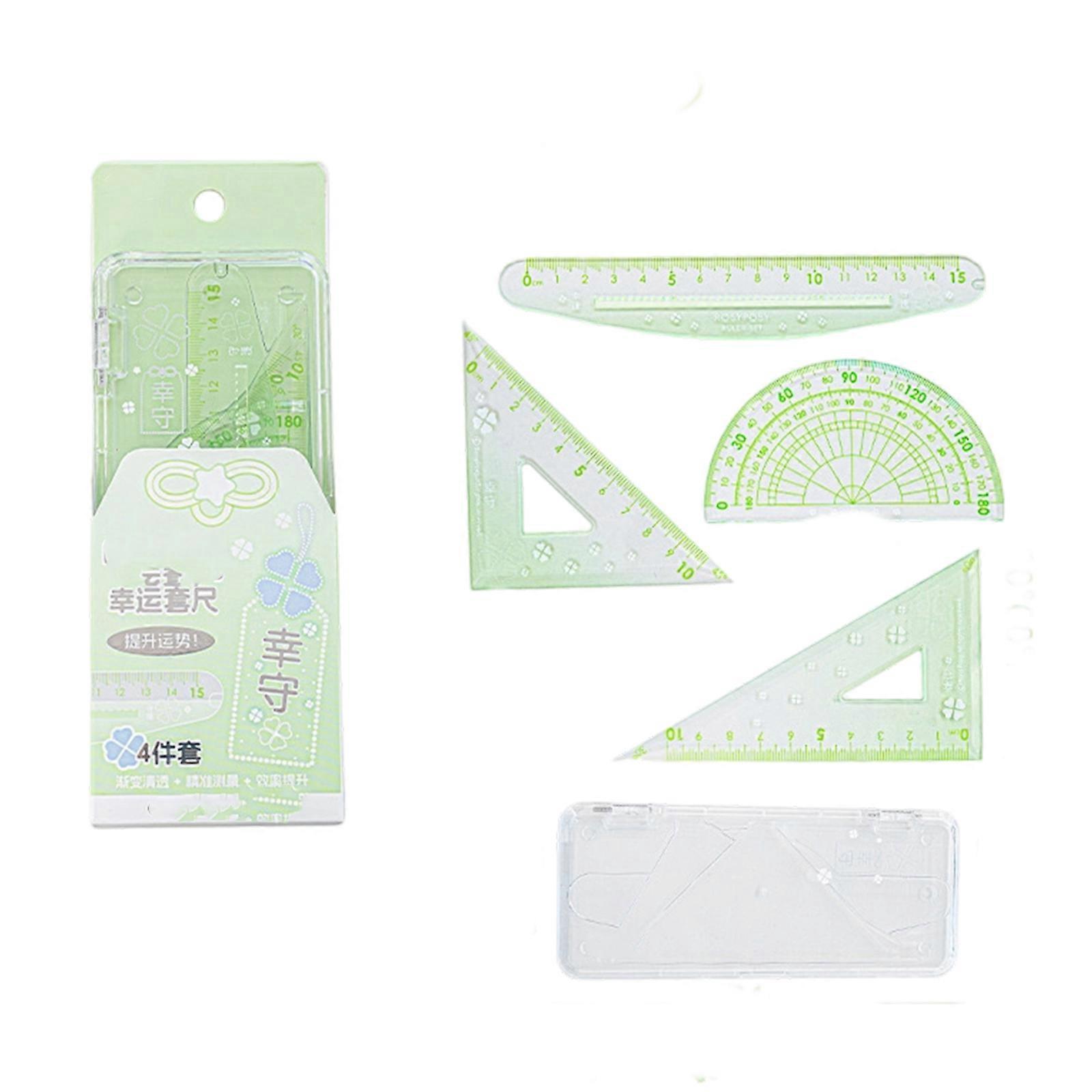 Professional Geometry Dawing Ruler Set Math Protractor Set Square School Geometry Tool For Students Drafting Measuring  Green