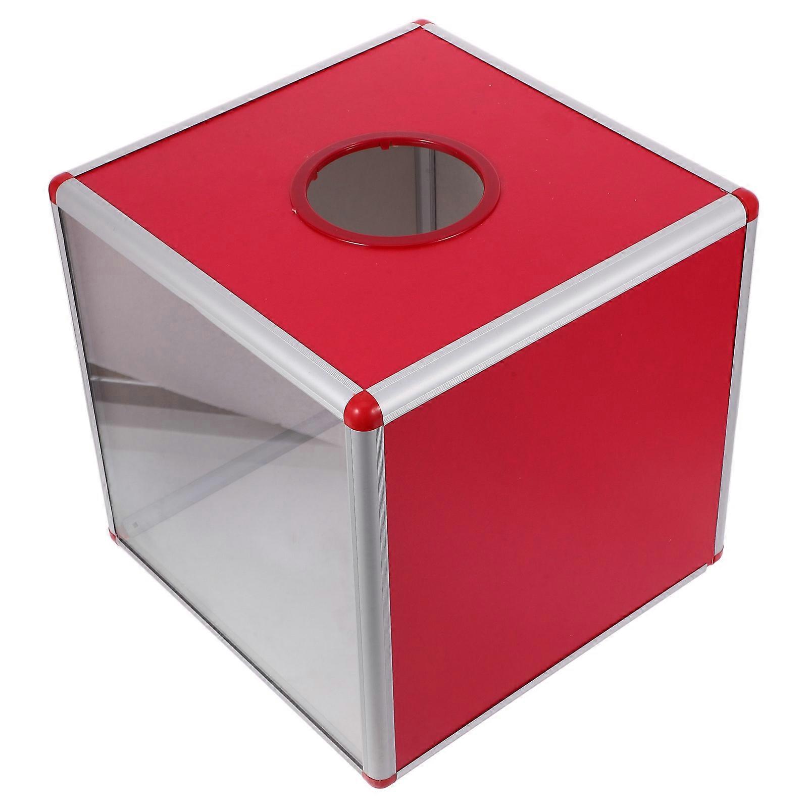 Clear Ticket Storage Box For Fundraisers And Events Voting Cube Red 1Set