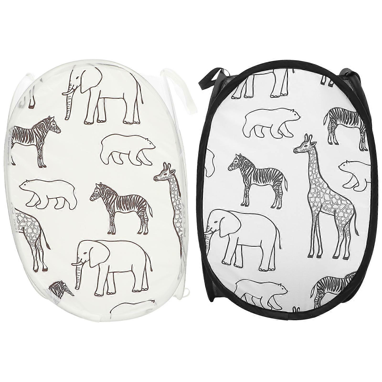 Laundry Hamper Mesh Basket for Organizing 4Pcs Foldable Cartoon Pattern