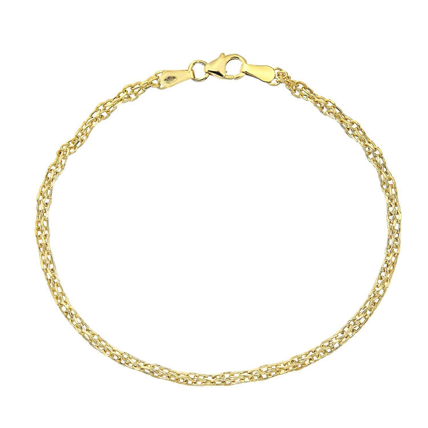 Jewelco London 9ct Yellow Gold Figure of 8 Infinity Link Chain Bracelet 3mm 7.5 inch 19cm