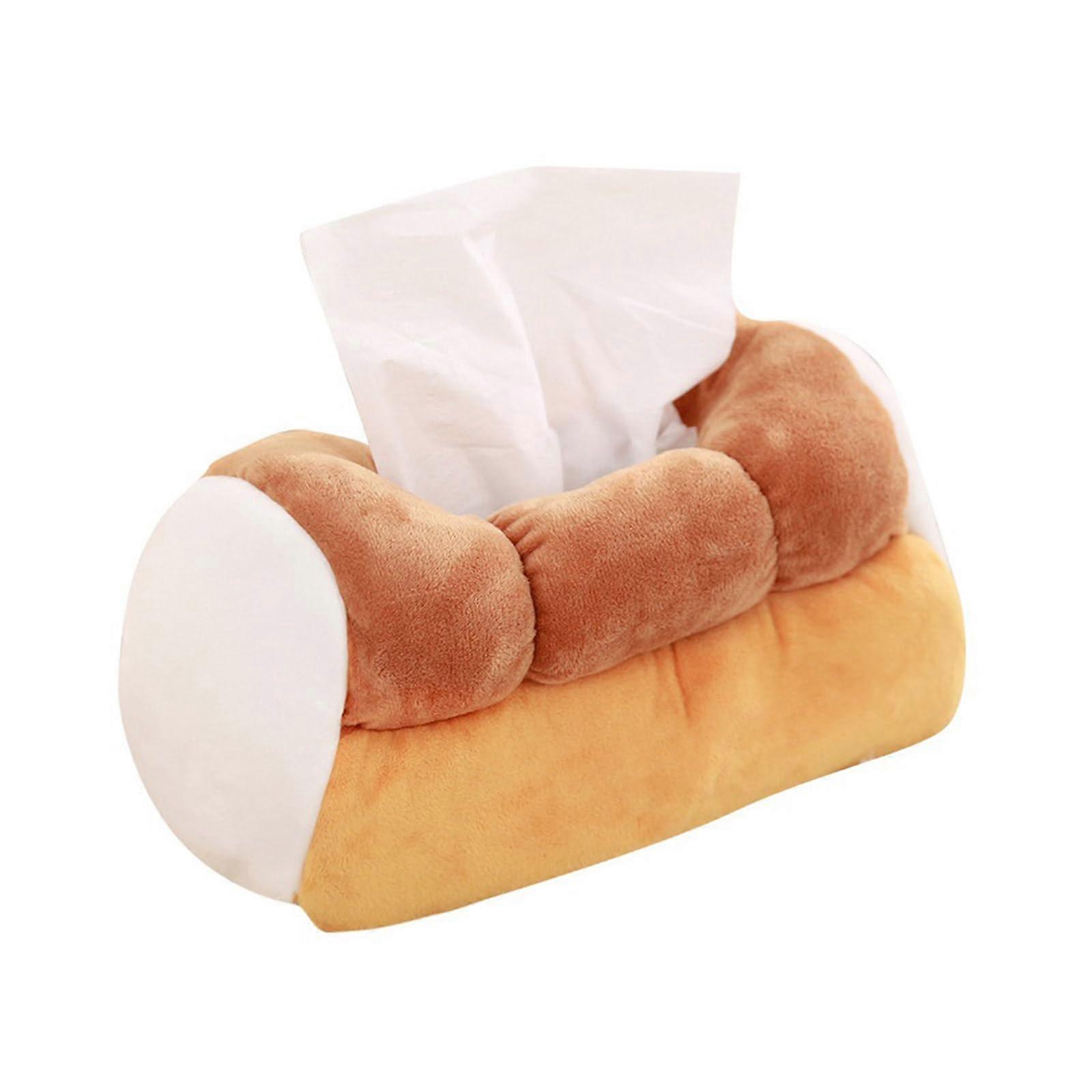 Bread Tissue Box with Soft Cotton Filling, Funny Simulation Bread Design for Home Decor