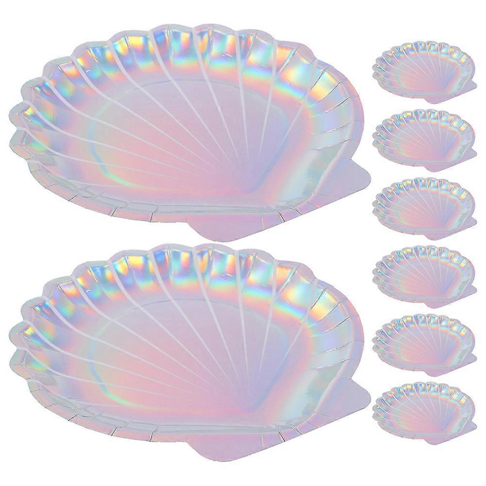 Party Tableware Shell Paper Plate for Food Serving 16Pcs Multi Color