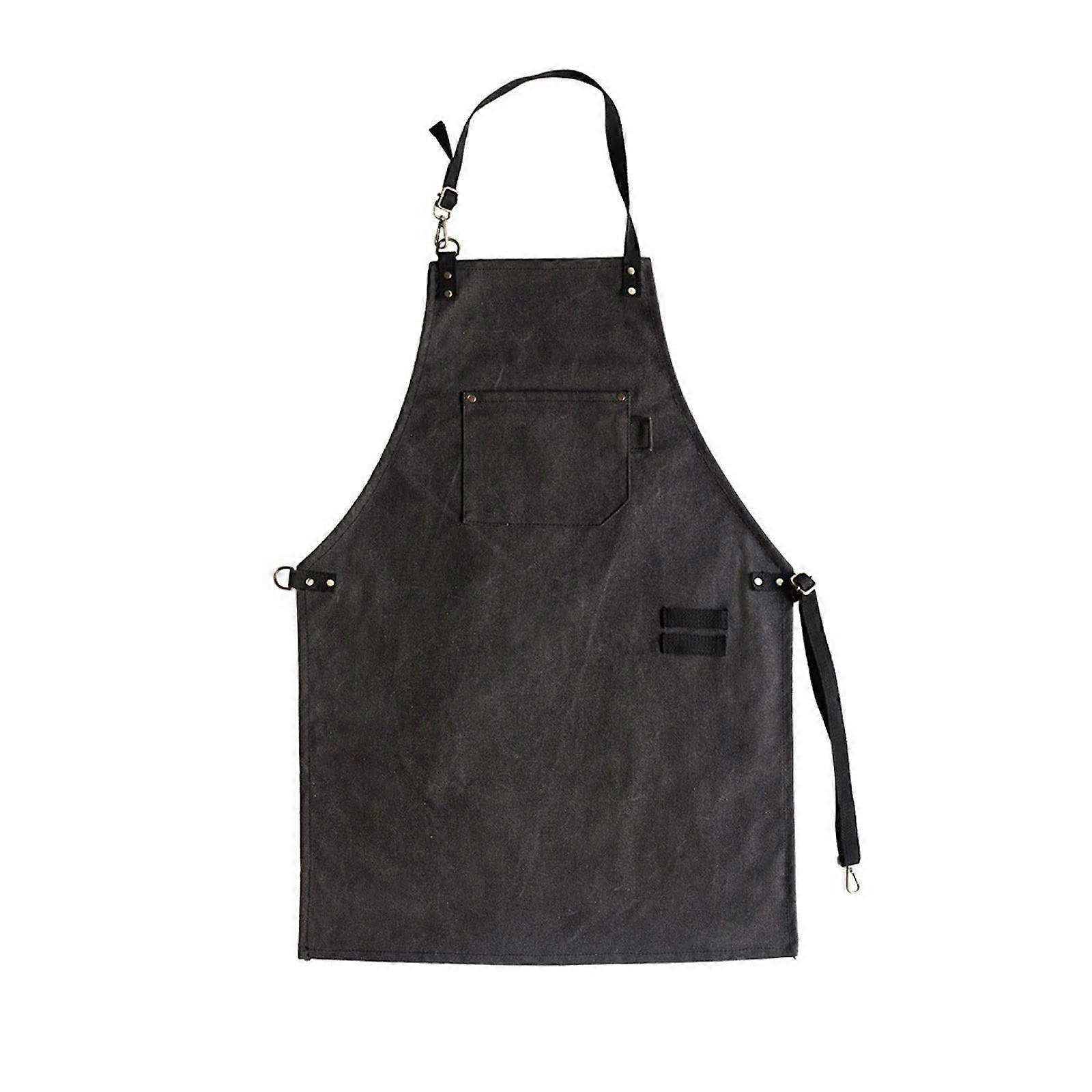 Waterproof Canvas Kitchen Apron with Pockets, Adjustable Neck Chef Apron for Cooking and Baking