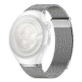 Für Huawei Watch 5 46 mm Edelstahl-Uhrenarmband, geflochtenes Magnetarmband, atmungsaktives Mesh