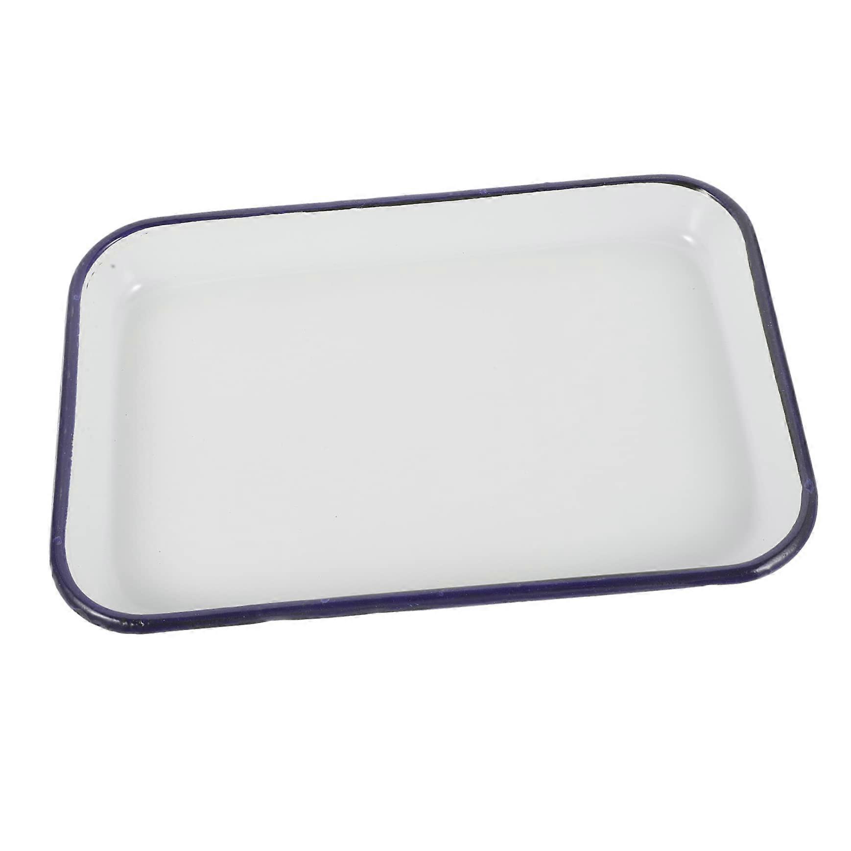 Large Enamel Baking Pan Nonstick Oven Safe White Porcelain Rectangular Dish