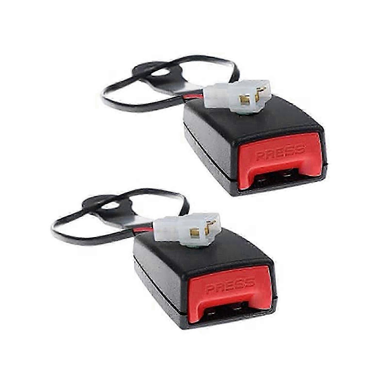 Driver Safety Seat Belt Buckle Plug, 2x Front Connector with Warning Cable