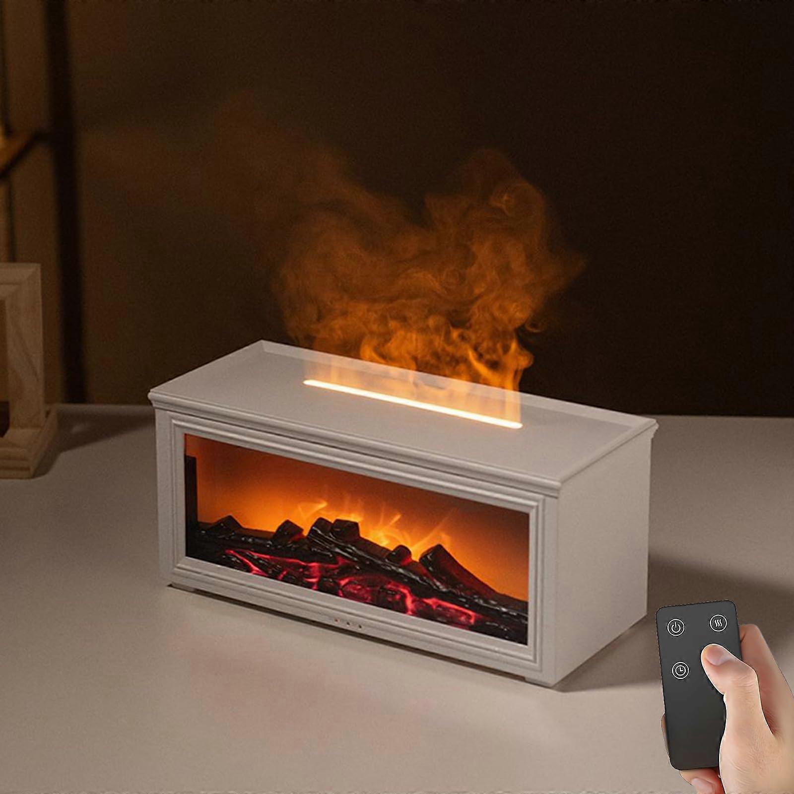 Ultrasonic Humidifier Essential Oil Diffuser with Flame Effect, 7 Color Light, Remote, 280ml White