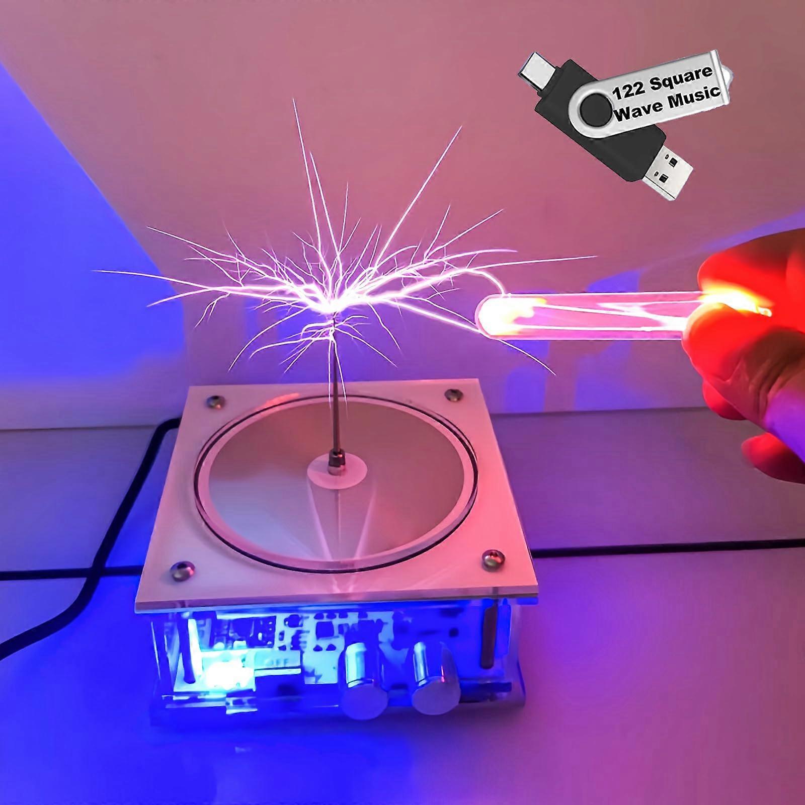 Coil Speaker Bluetooth Music Arc Generator with Adjustable Arc Length for Science Teaching White 02