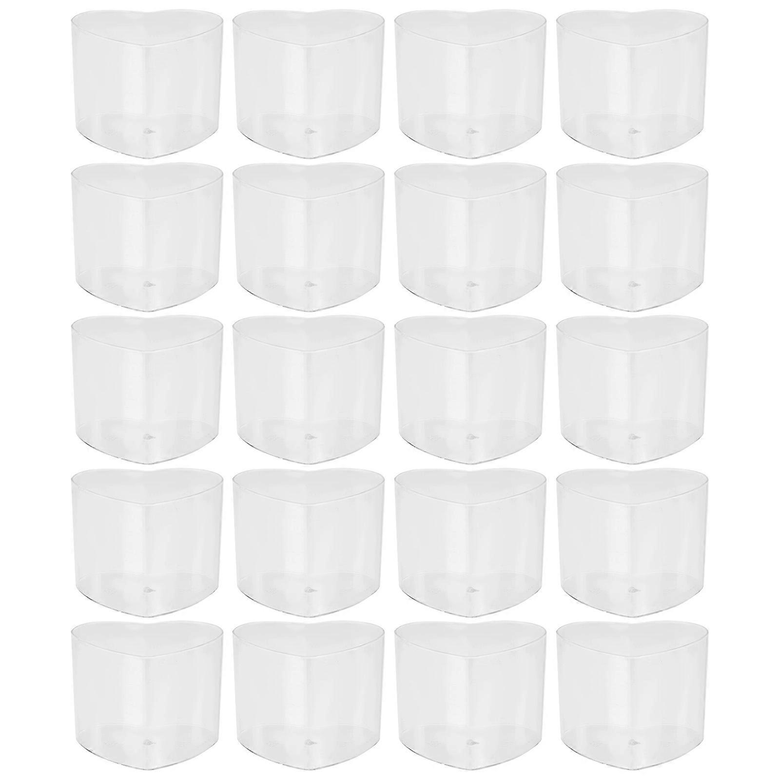 Transparent Dessert Cups Small Heart Shaped for Pudding 20Pcs