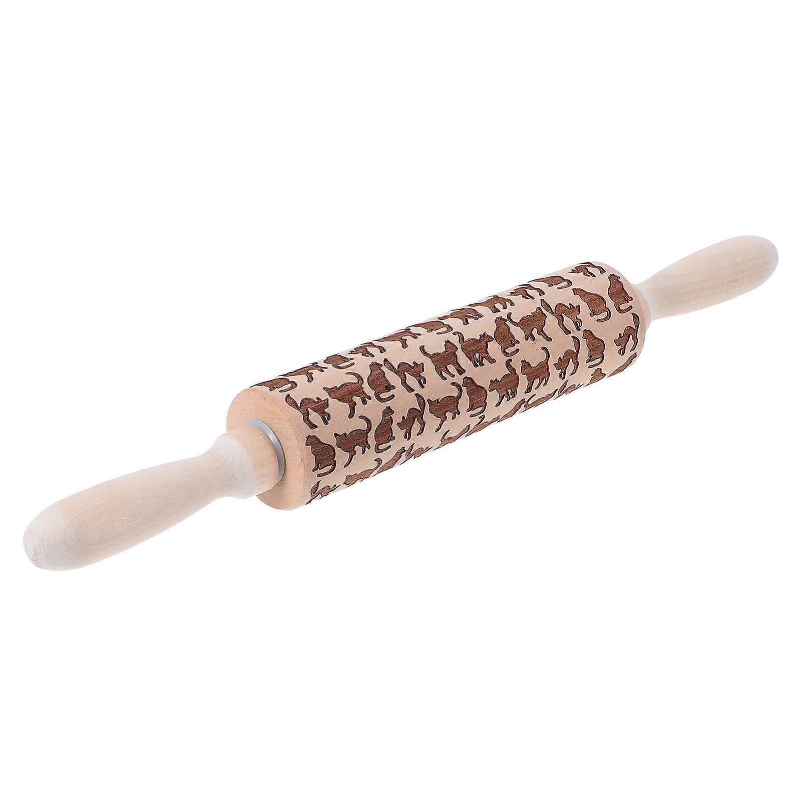 Embossing Rolling Pin Wood Rolling Pin for Home Use One Piece
