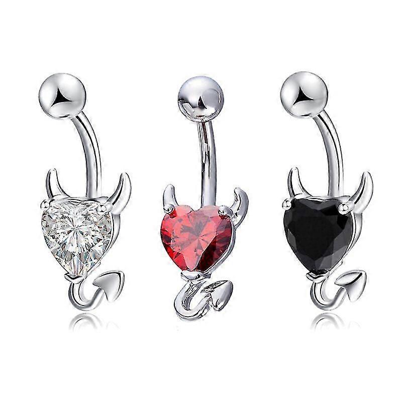 3pcs Devil Heart Belly Button Ring Navel Barbell Body Piercing For Girlfriends
