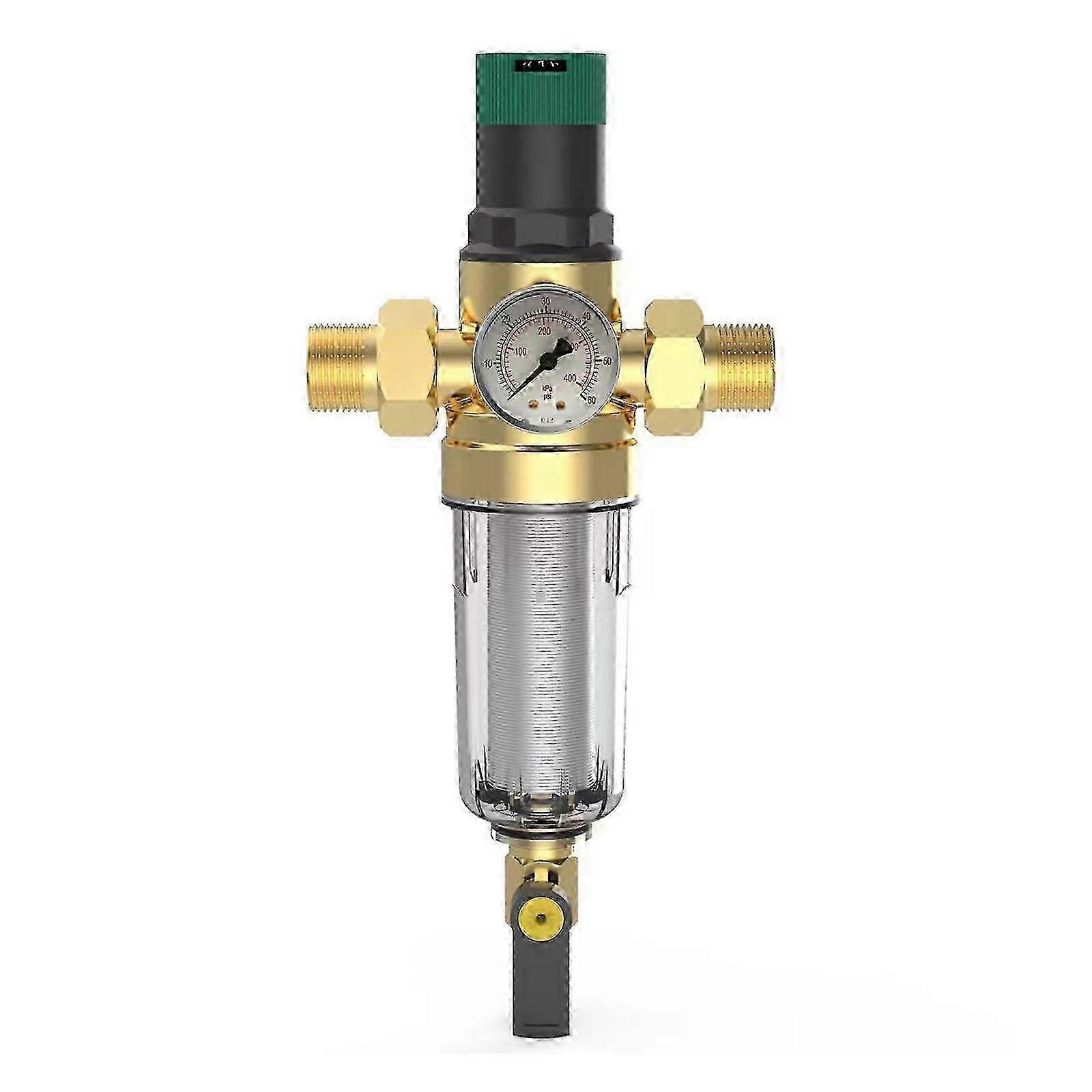 Brass Prefilter Water Pressure Regulator with Gauge - DN15/DN20 Rustproof, Compa