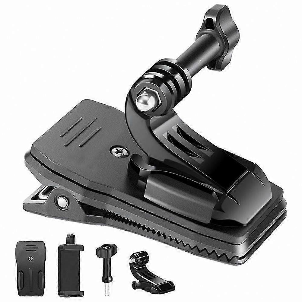 360° Rotating Quick Clip Mount for Action Camera Backpack Strap Holder