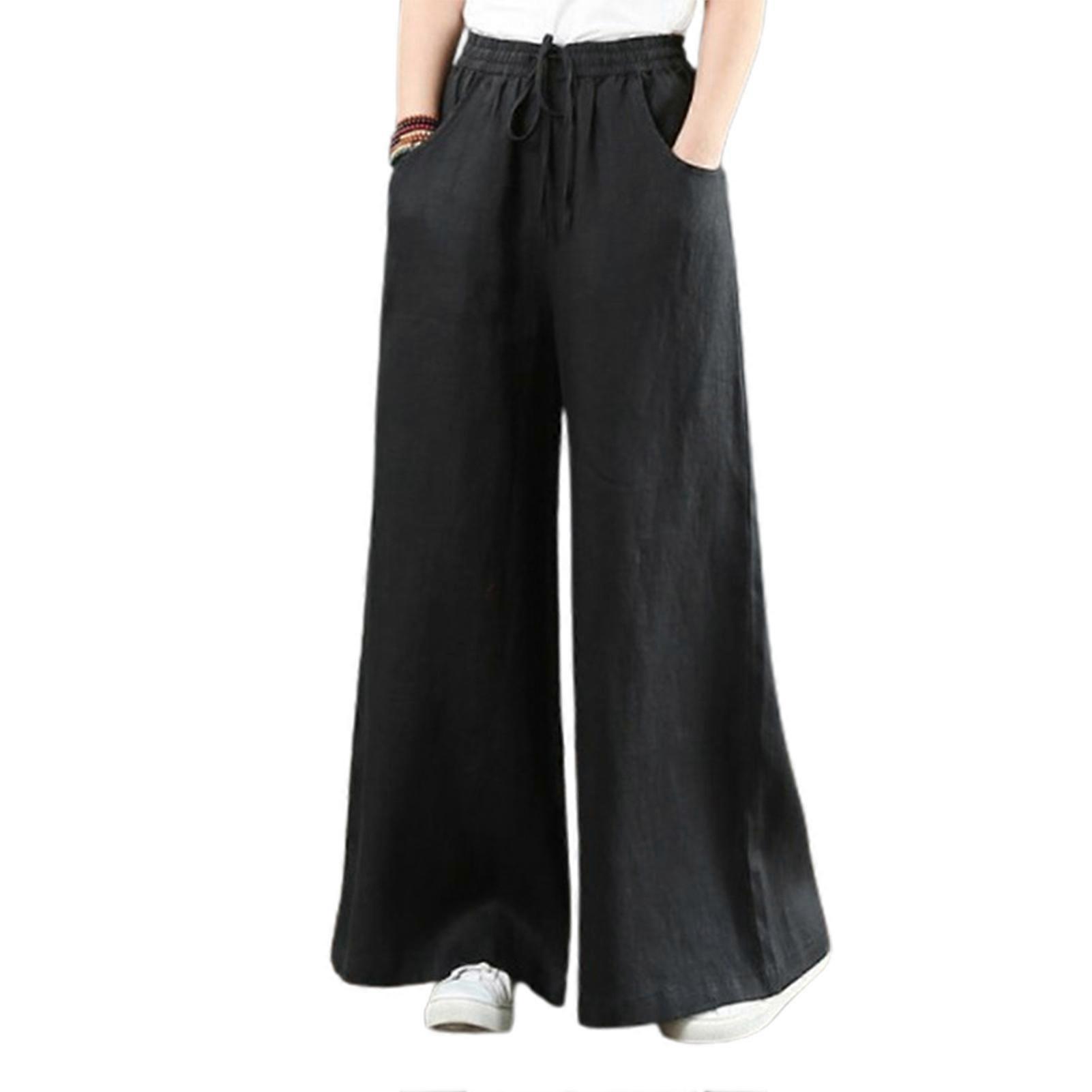 Long Trousers Pockets Sweat Absorbent Solid Color Elastic Drawstring Pencil Pants for Work